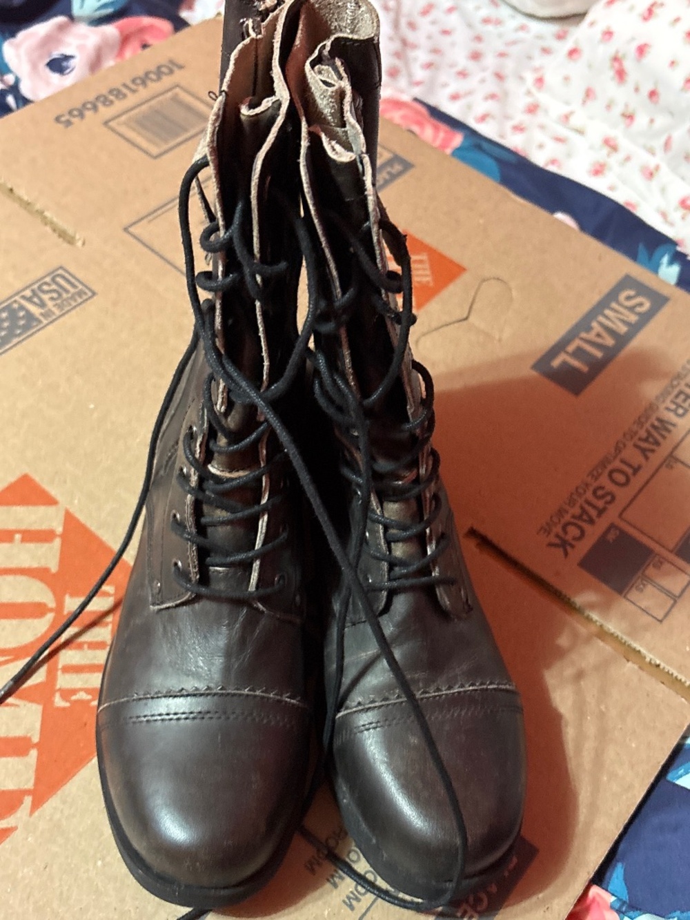 Brown combat boots